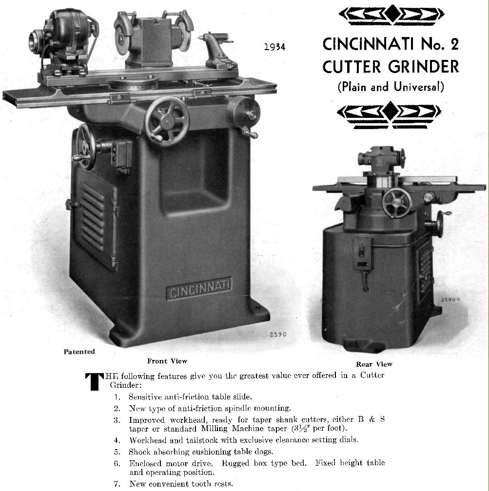 Cincinnati No 2 Cutter & Tool Grinder  Model DO Service Manual & Parts List *351