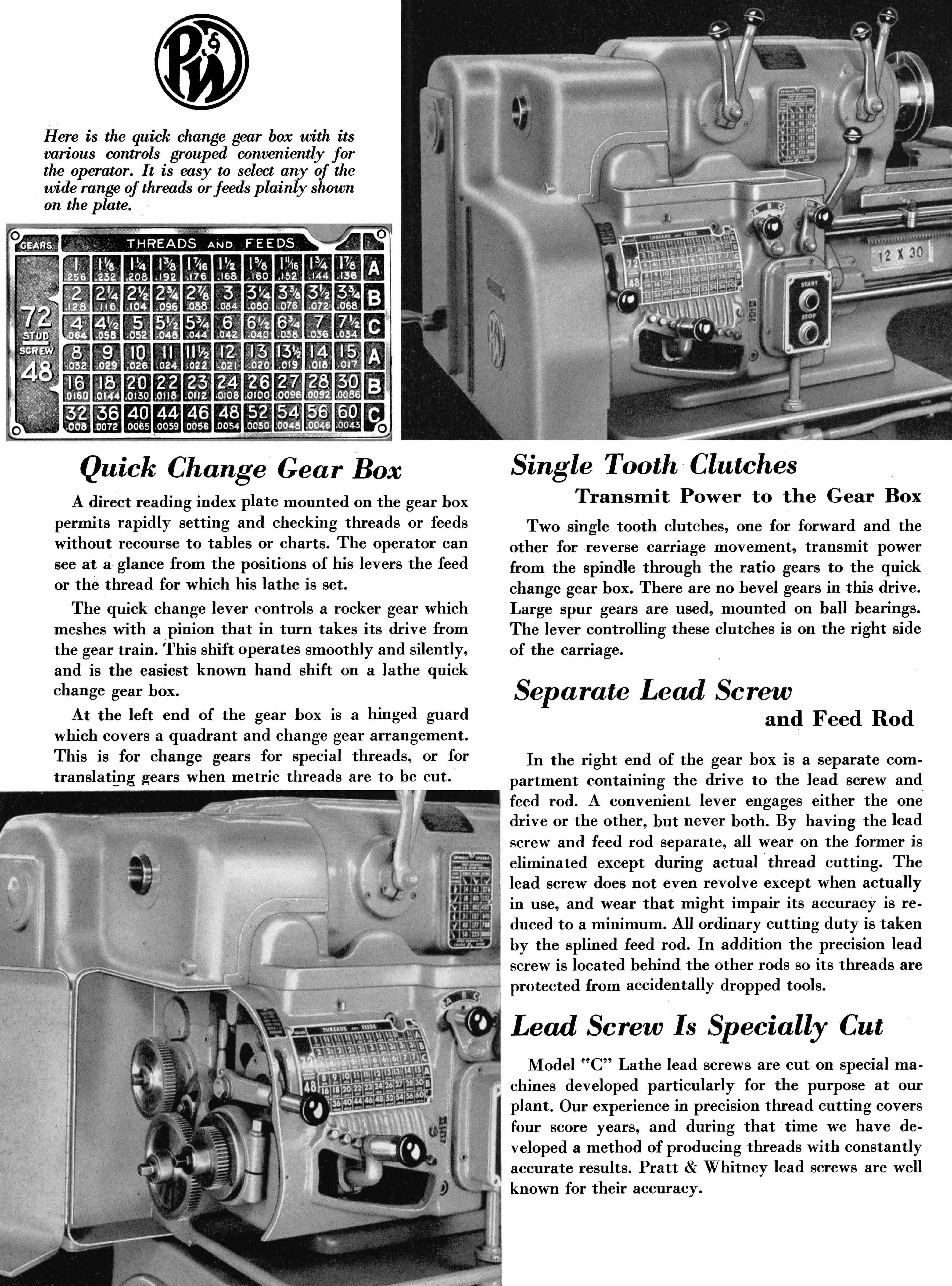 Pratt & Whitney Model C Lathe Instructions & Operator's Manual (12"/14"/16") | 1134